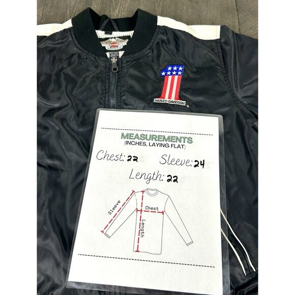 Harley Davidson Jacket Men's M Full Zip Logo Embroidered Racing Evel Knievel USA - Picture 9 of 13